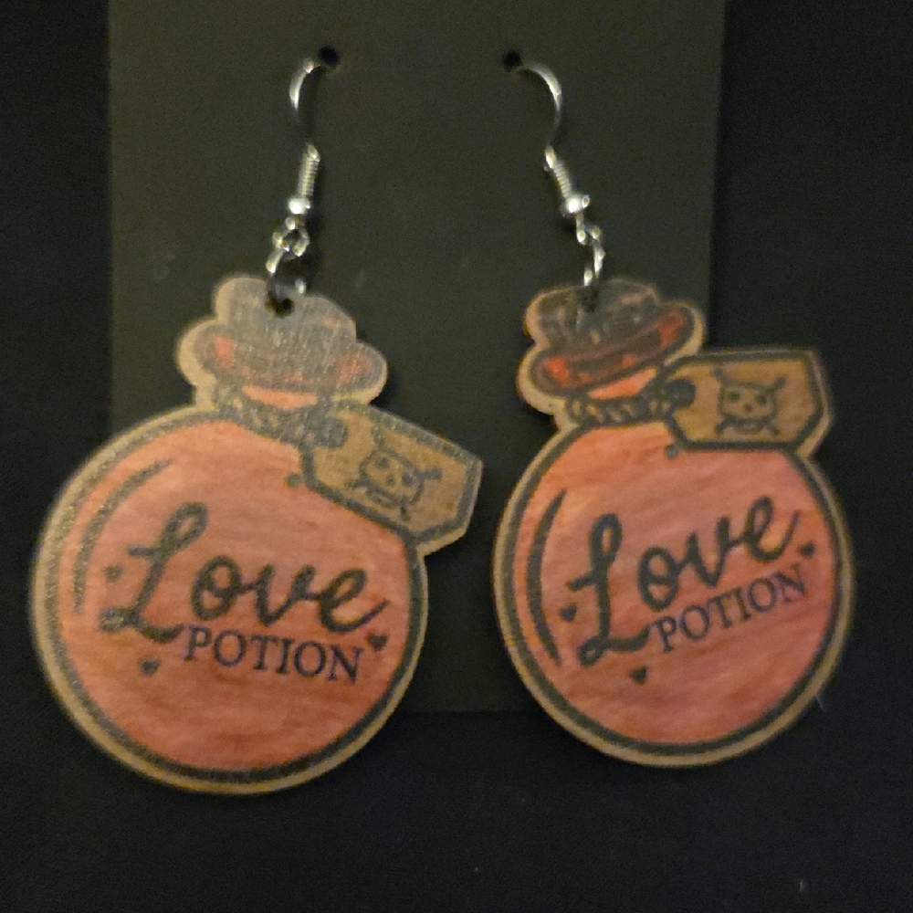 Love Potion Wooden Earrings